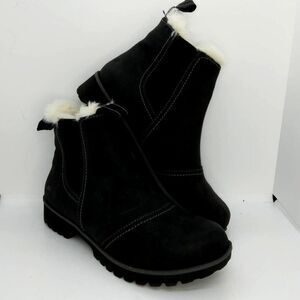 JBU Designer Womens NEW Faux Fur Lined Matte Black Chelsea Boots - sz. 6 1/2